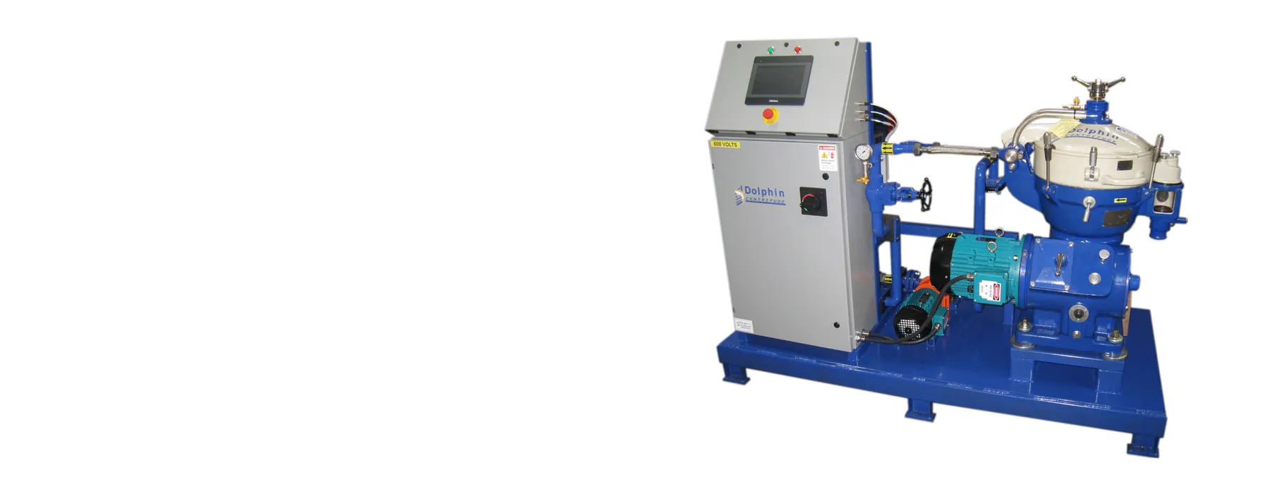 Remanufactured Alfa Laval MAB 206 centrifuge module with Dolphin control panel, supplied as the DMB-028 system