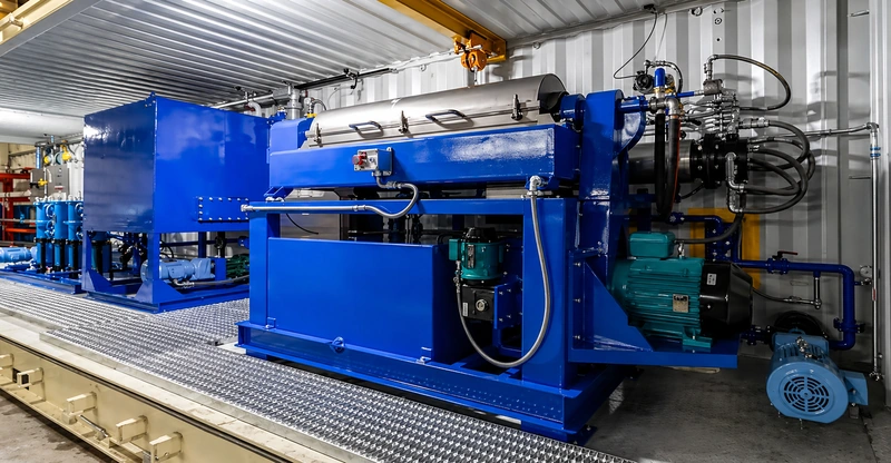 Containerized crude oil tank bottom recovery centrifuge system