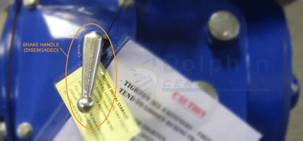 Disc Centrifuge Brake Handle in Disengaged position