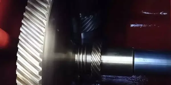 Disc stack centrifuge gear assembly showing transmission components