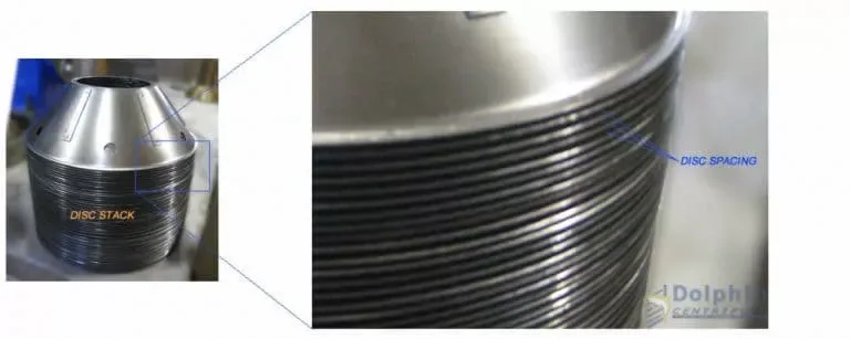 disc stack showing inter disc spacing