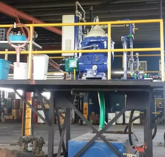 Waste Oil Centrifuge Setup — Alfa Laval Disc Stack Centrifuge installed on elevated platform in Panama