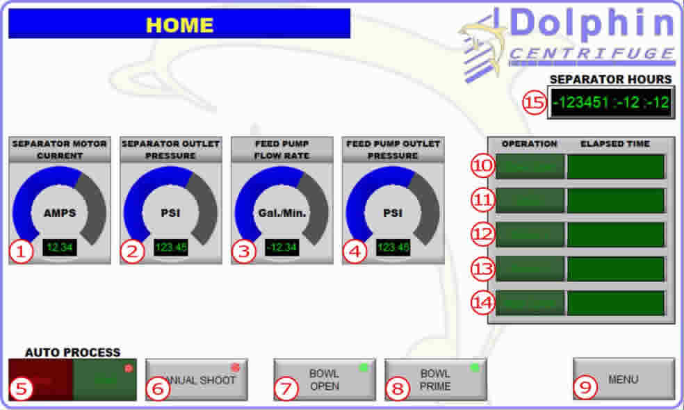 Industrial Centrifuge Control Screen