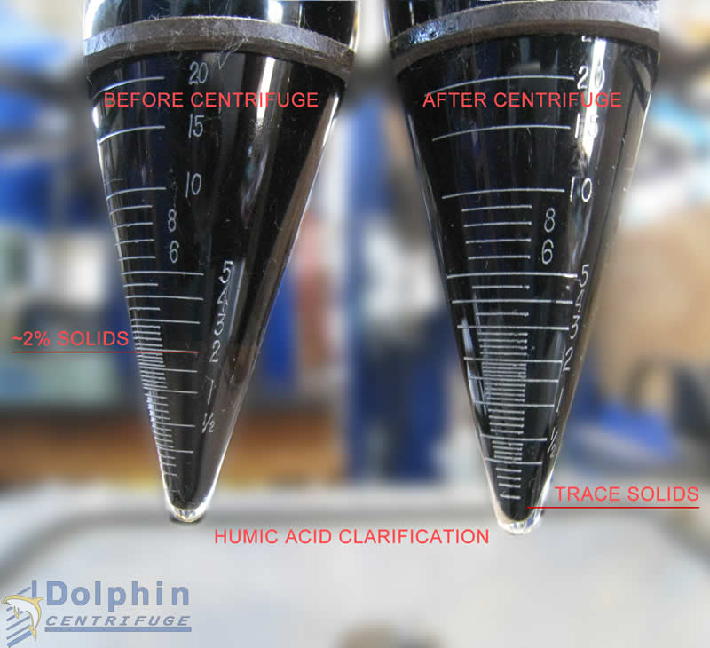 Humic Acid - Before and After Disc Stack Centrifuge